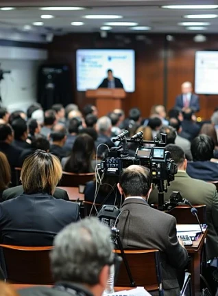 Press conferences and global media events sustainable growth visual